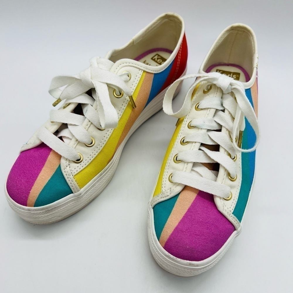 KATE SPADE X KEDS WOMEN’S COLORFUL TRIPLE KICK PLATFORM SNEAKERS SIZE 7